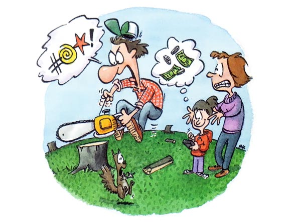Cutting Firewood With Colorful Language